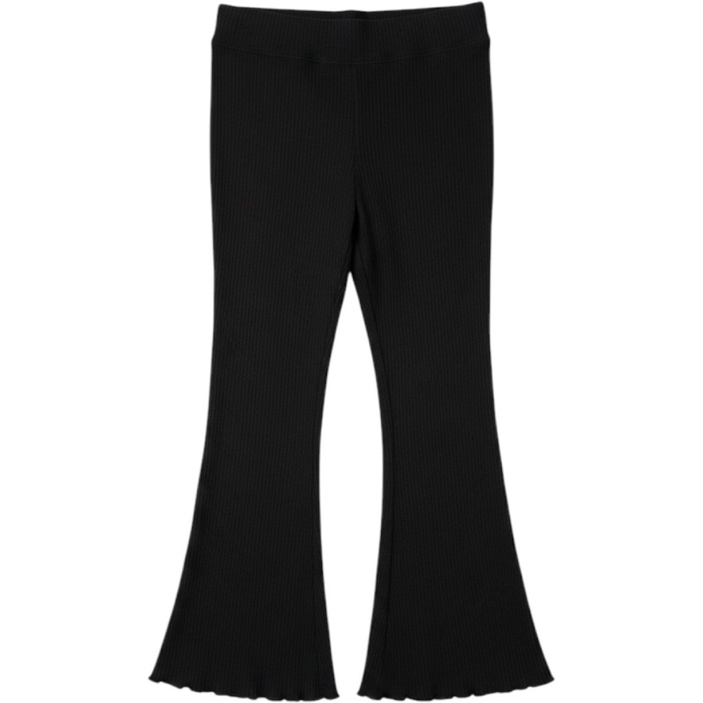 Derek Heart Girls Black Ribbed Knit Flare Pants Bell Bottom Lettuce Hem Size 6
